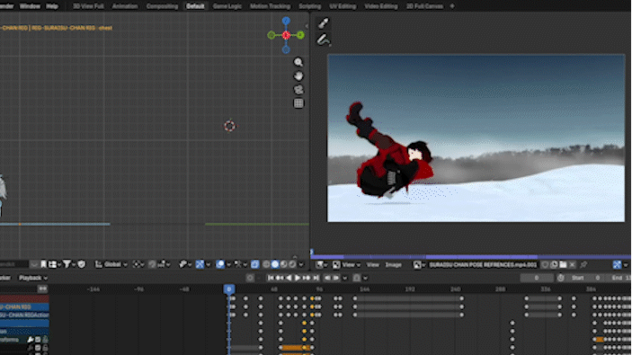 Scythe animation reference footage from RWBY: Ice Queendom