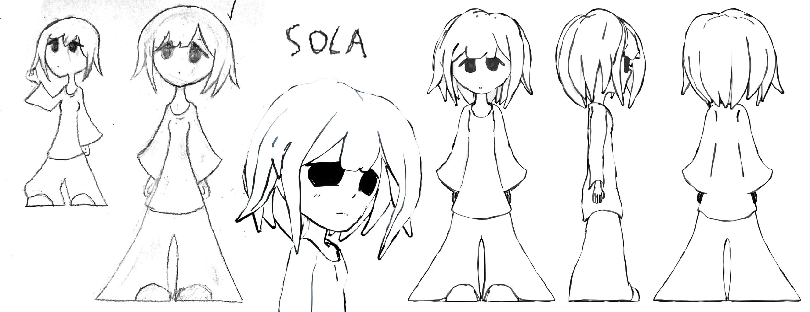 SOLA character sketches and 3D character sheet
